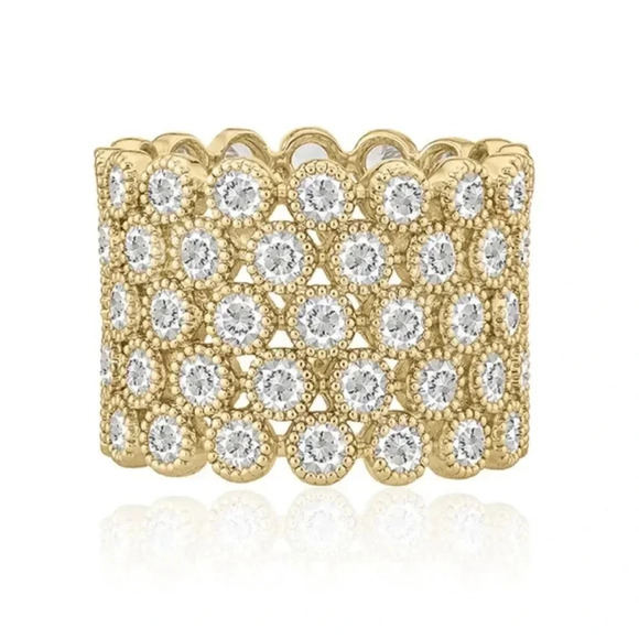 ZAXIE "UP FOR A RAISE" GOLD TONE BEZEL SET MULTI STONE RING SIZE 6 - Picture 1 of 7